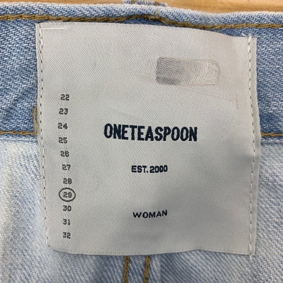 One Teaspoon Brando 2020 Light Wash Distressed Denim Mini Skirt Sz 29 - Picture 10 of 16